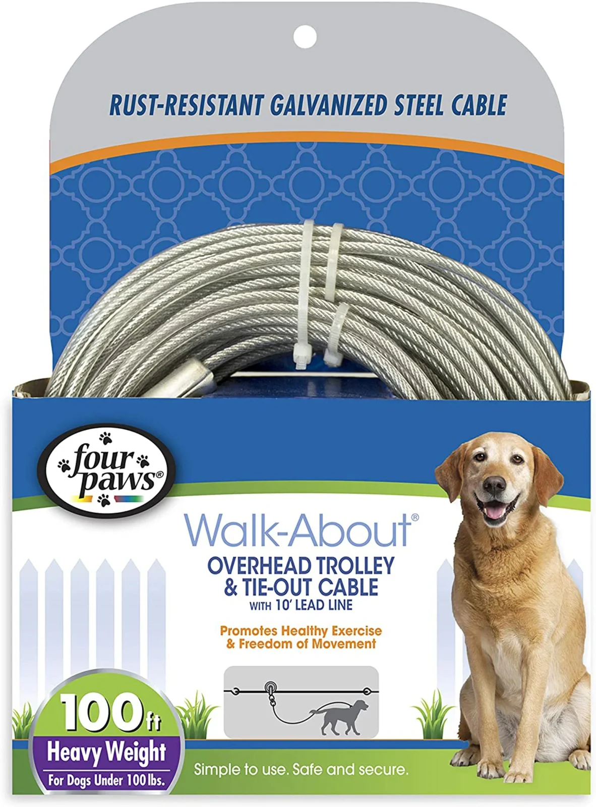 Four Paws Heavy Weight Dog Trolley Exerciser Silver, 1ea/100 Foot