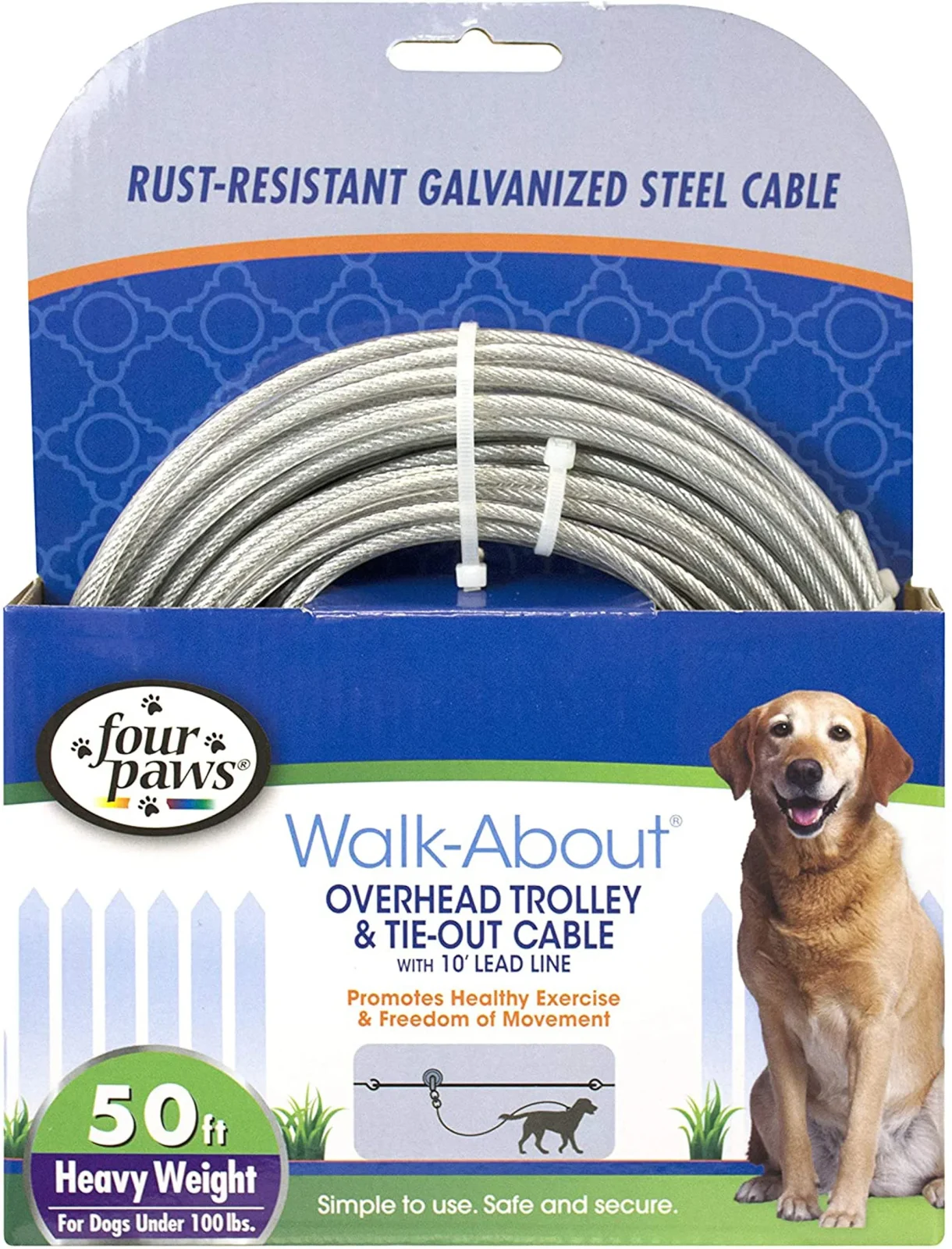 Four Paws Heavy Weight Dog Trolley Exerciser Silver, 1ea/50 Foot
