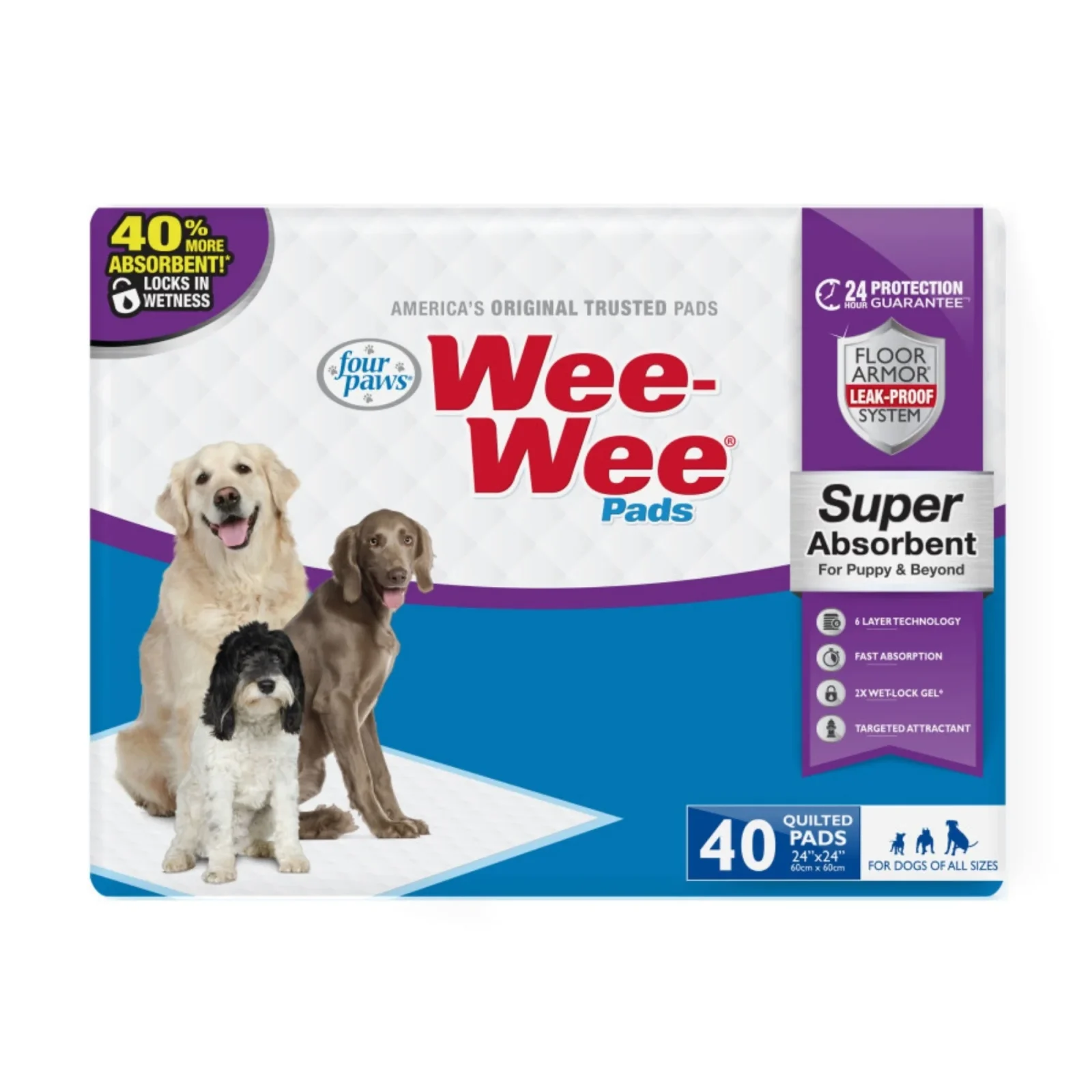 Four Paws Super Absorbent Wee Wee Pads 40ct