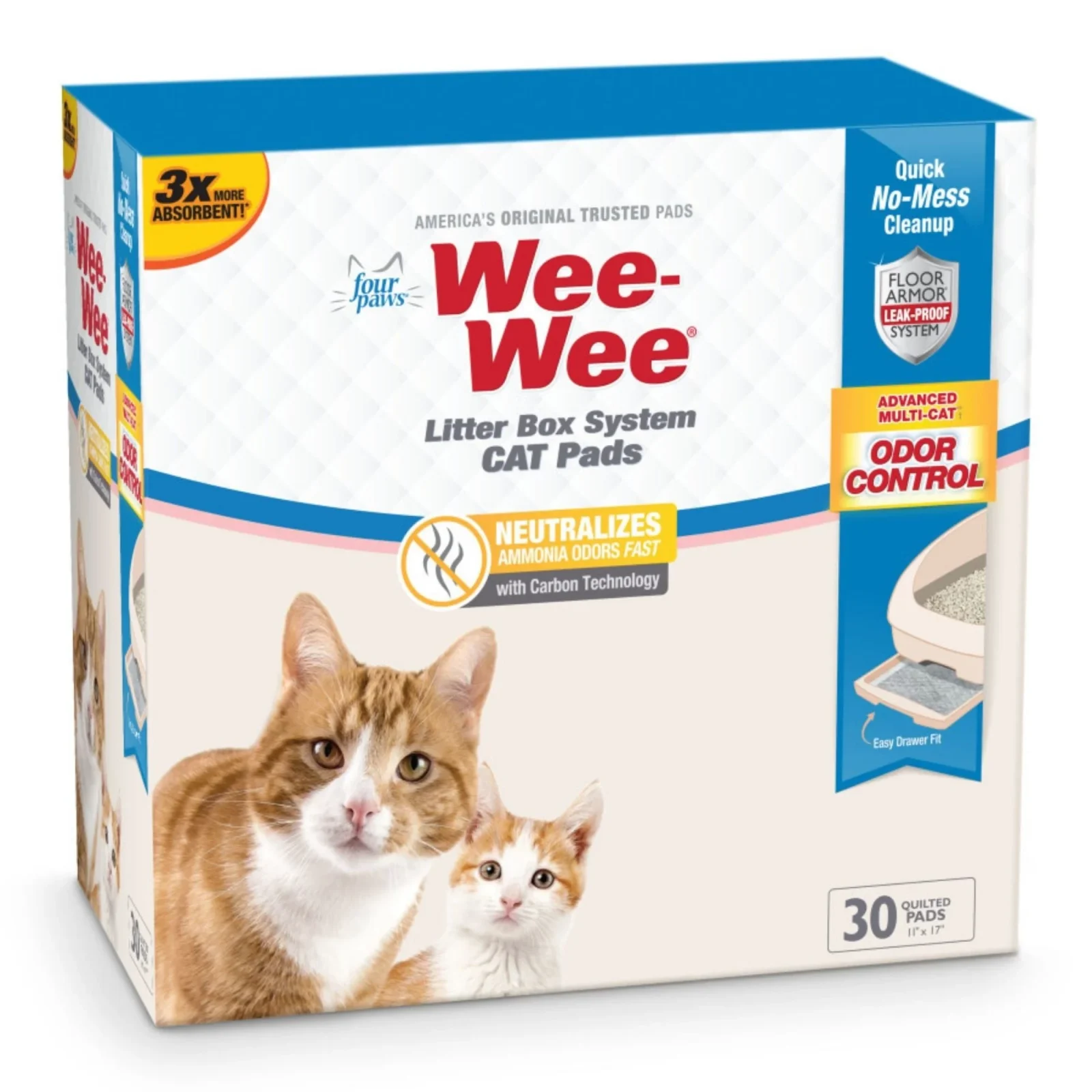 Four Paws Wee-Wee Cat Litter Box System Pads 11inx17in 30ct