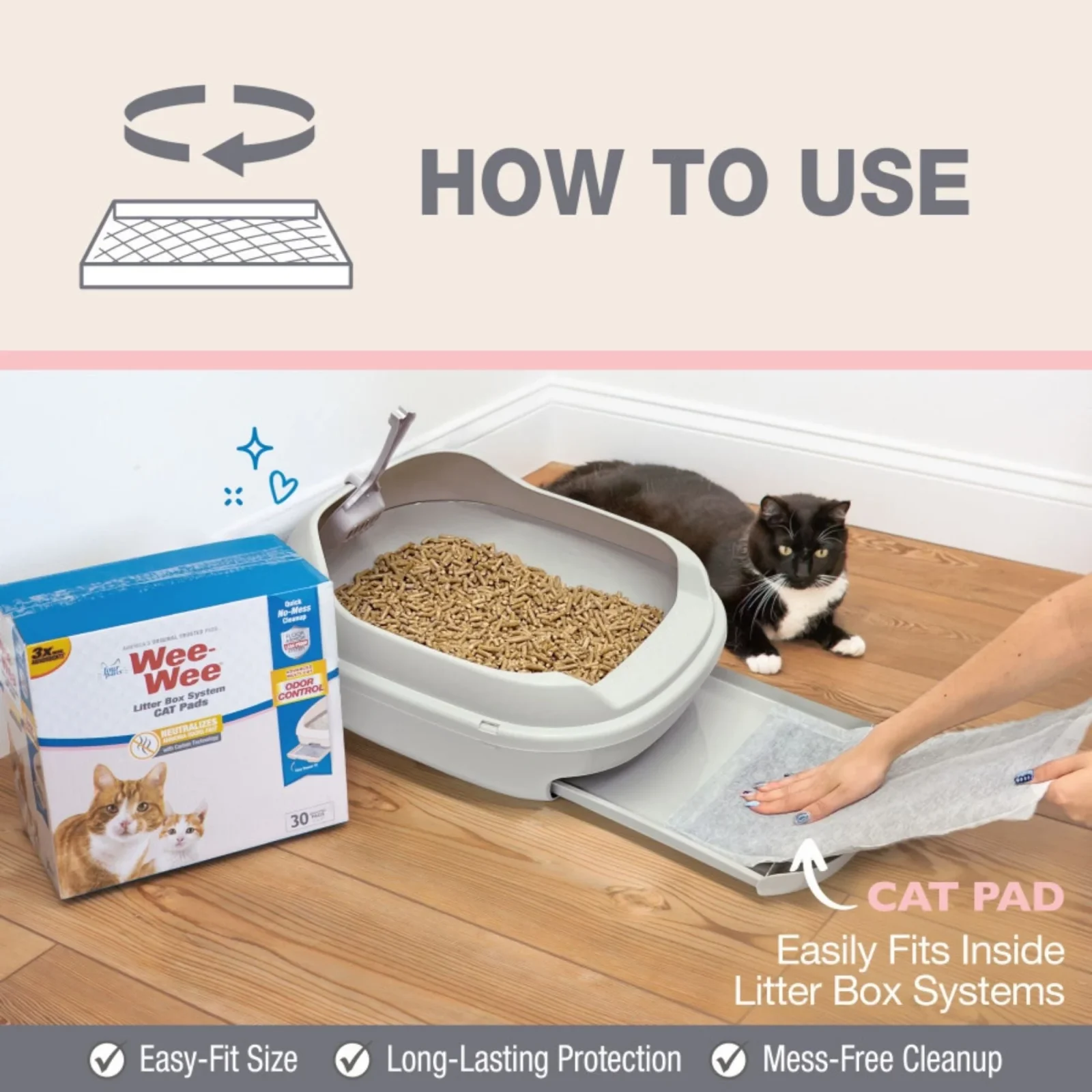 Four Paws Wee-Wee Cat Litter Box System Pads 11inx17in 30ct - Image 2