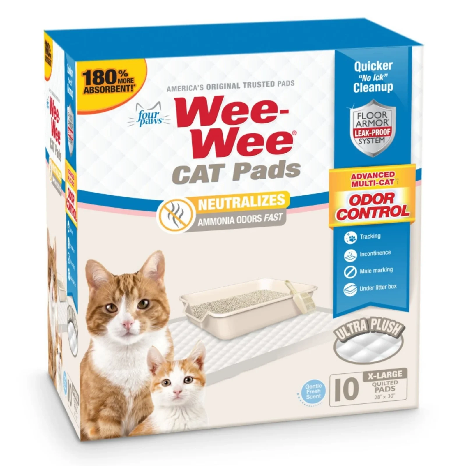 Four Paws Wee-Wee Cat Pads Gentle Fresh Scent 28inx30in 10ct