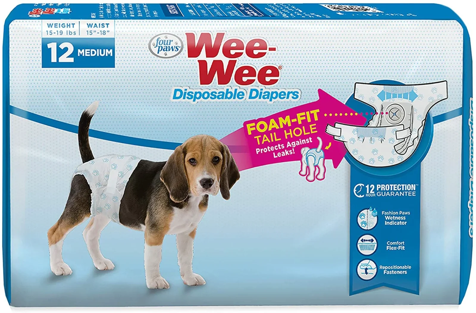 Four Paws Wee Wee Disposable Diapers Medium 12pk