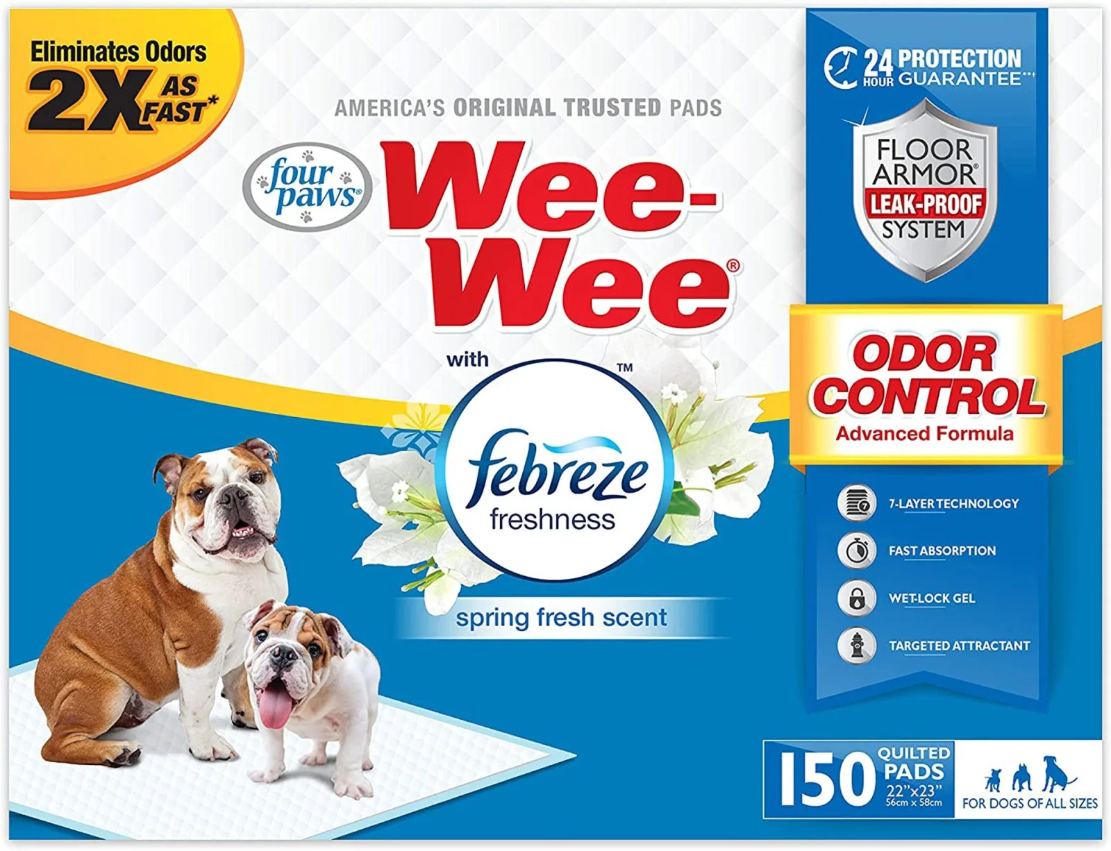 Four Paws Wee Wee Pads Odor Control with Febreze Freshness 100ct