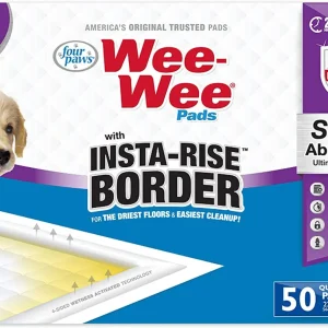 Four Paws Wee Wee Pads with Insta-Rise Border 50ct