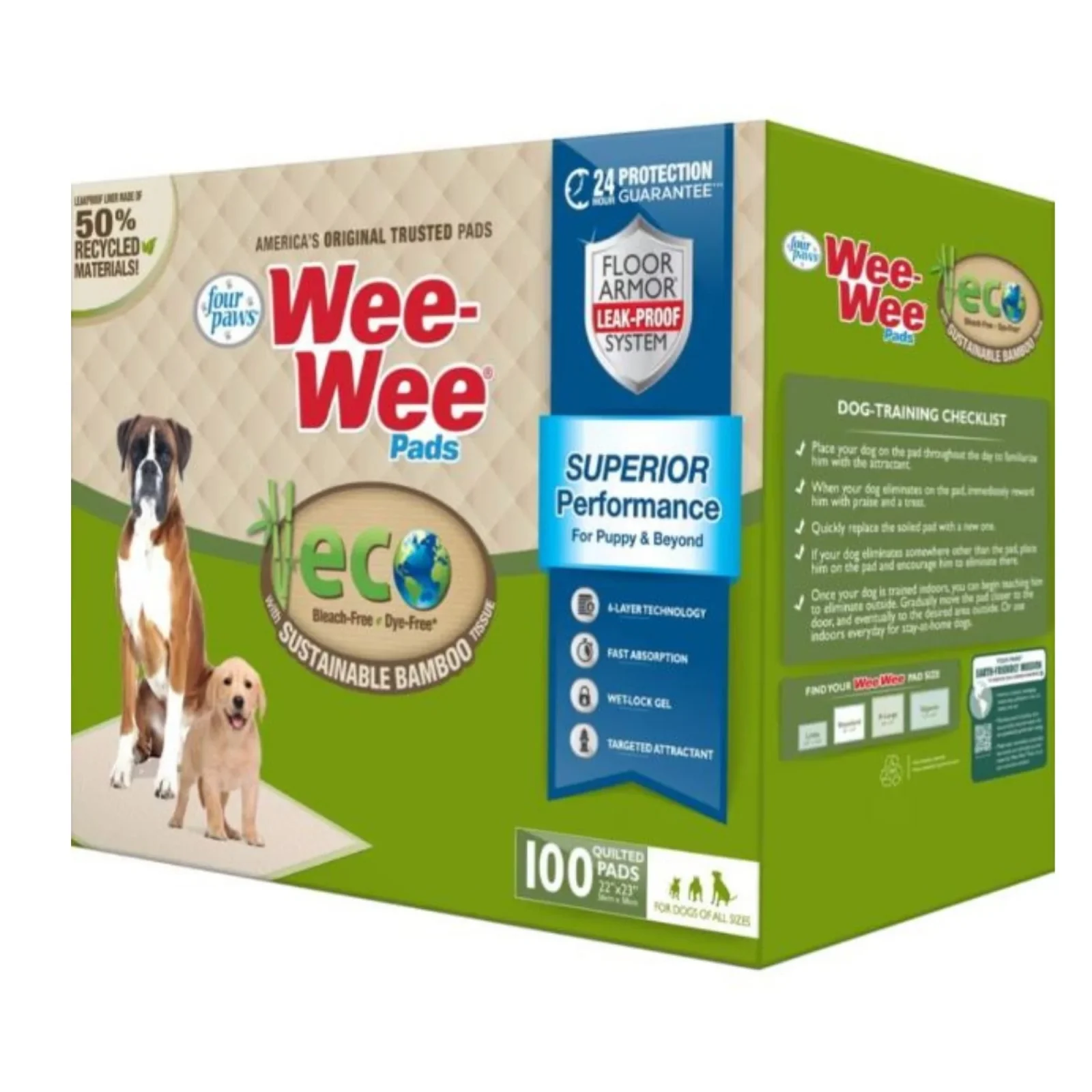 Four Paws Wee-Wee Superior Performance Bamboo Dog Pads 100ct