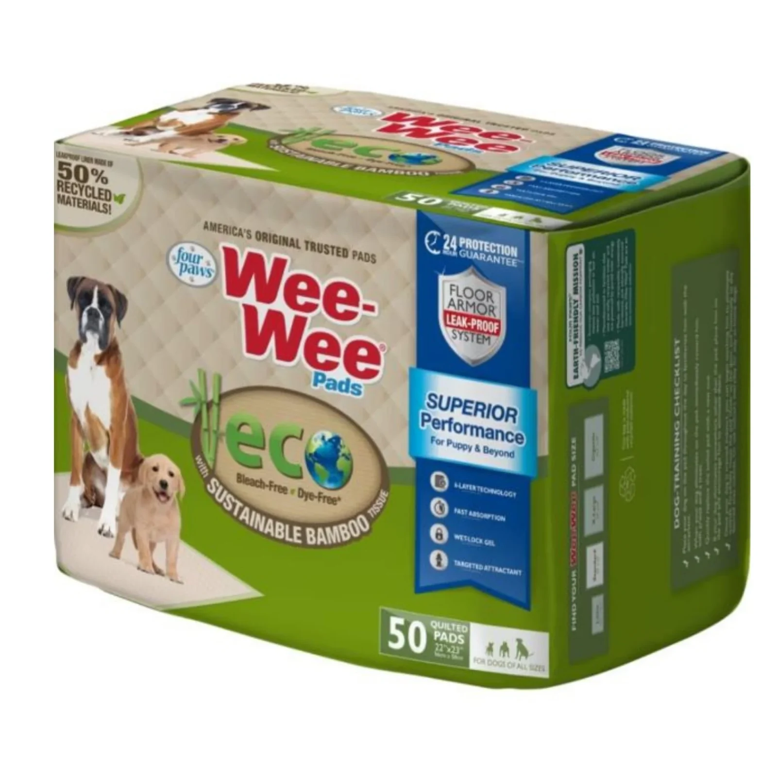 Four Paws Wee-Wee Superior Performance Bamboo Dog Pads 50ct