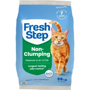 Fresh Step Non Clumping Cat Litter With Febreze Freshness, Bag, 35 LB