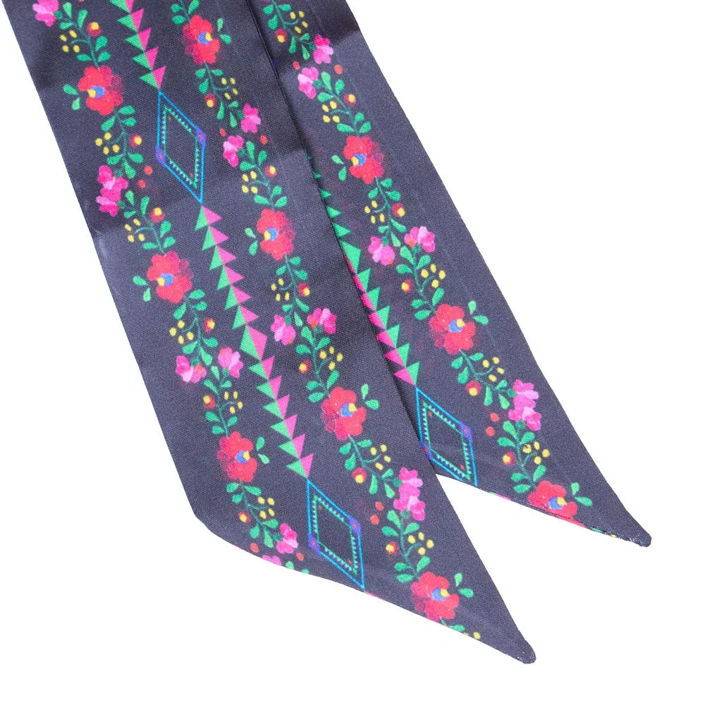 Fringe Scarves Fiesta Black Twilly - Image 2