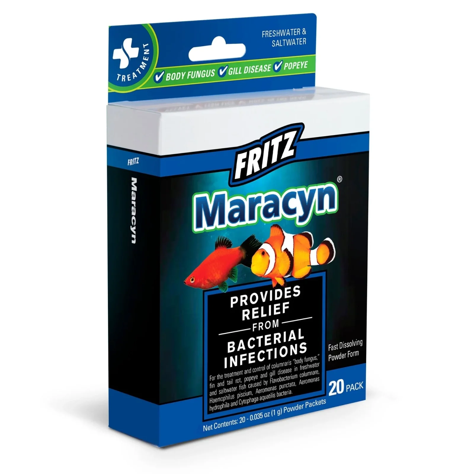 Fritz Maracyn Two Freshwater & Saltwater Treatment, 20 Ct