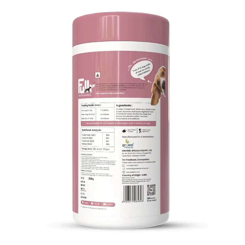 Fullr Calming Treats Chamomile & Blueberries Soft & Chewy Sticks for Dogs - Image 2