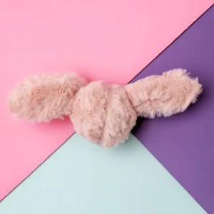 Fuzzy Wuzzie Squeaky Bunny Dog Toy in Pink