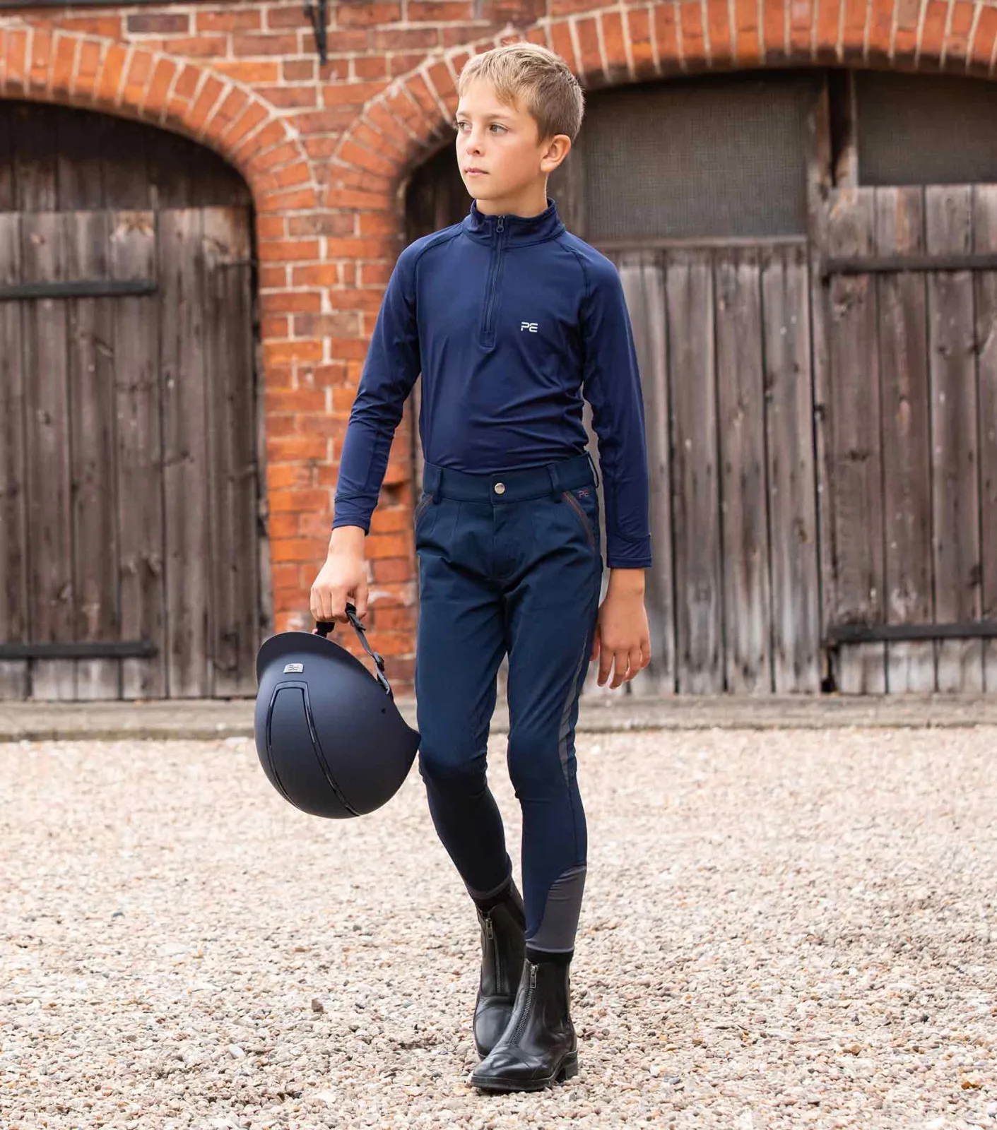 Gando Boys Gel Knee Riding Breeches Navy - Image 2