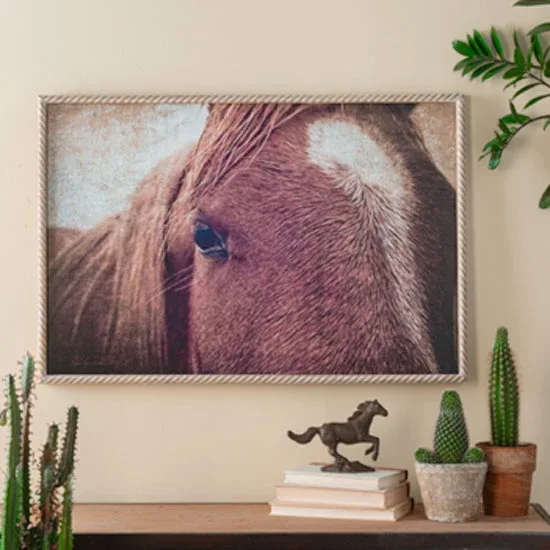 Ganz Carved Roped Framed Horse 32 x22 Wall Decor - Image 2