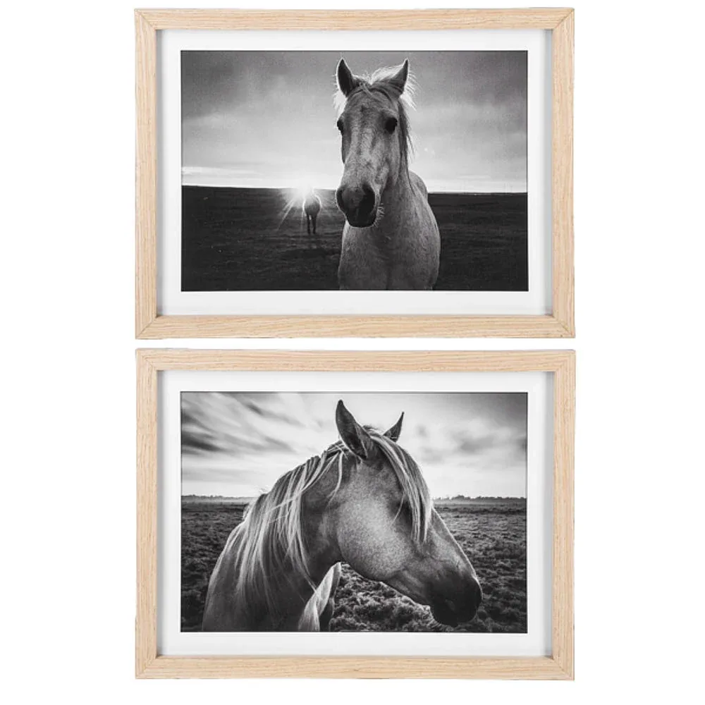 Ganz Framed Black and White Horse Photography Wall Decor -Front - Image 2