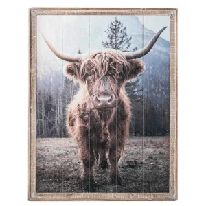 Ganz Highland Cow in the Mountains Framed Wall Art