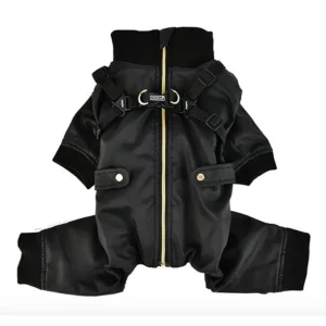 Garnett Winter Fleece Onesie with Harness in Black<>