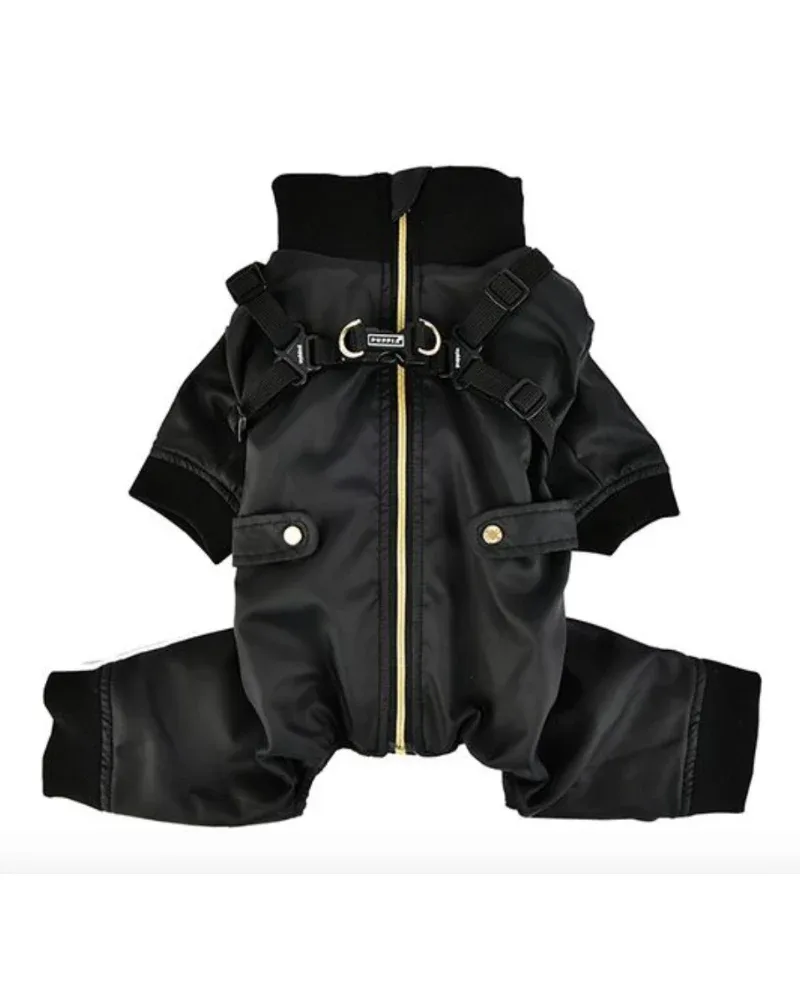 Garnett Winter Fleece Onesie with Harness in Black<>