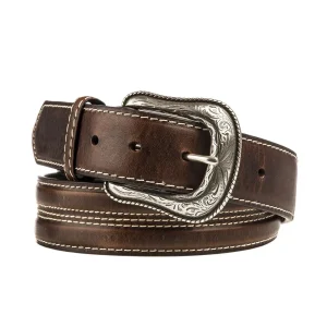 Gem Dandy Accessories Men's Leather Belt with Silver Concho