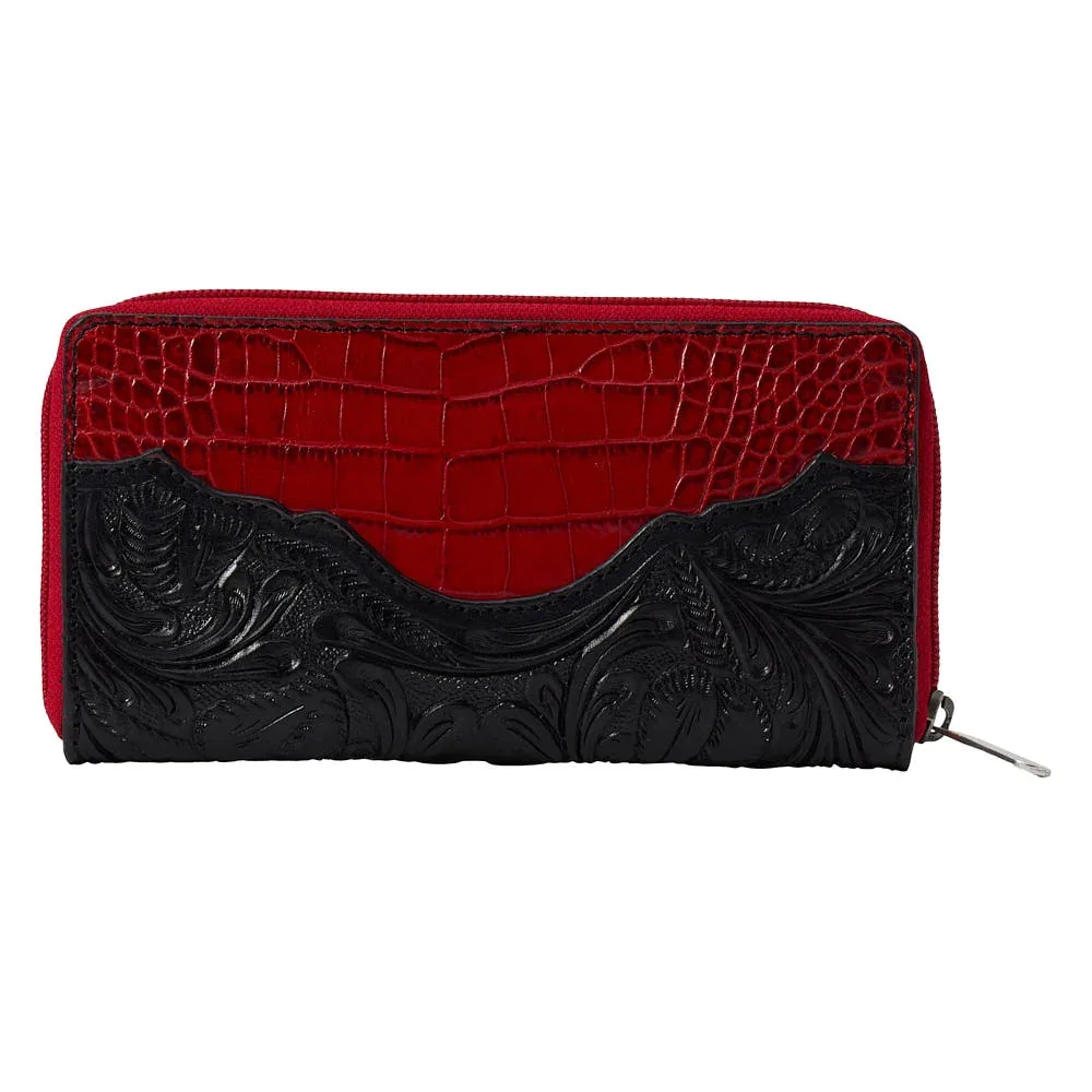 Gem Dandy Accessories Red & Black Croco Embossed Leather Wallet - Image 2