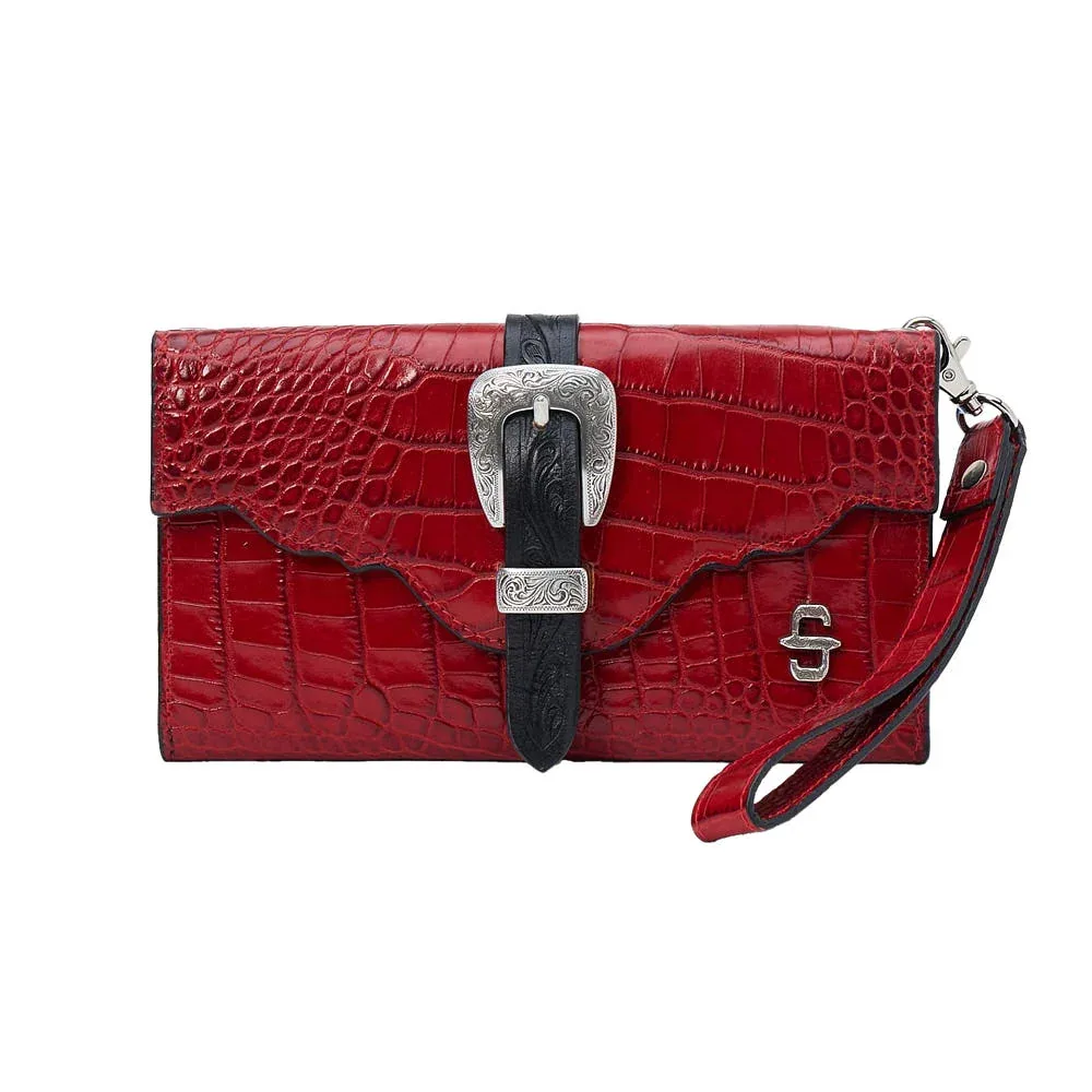 Gem Dandy Accessories Red Croco Embossed Leather Clutch - Image 2