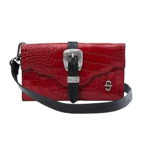Gem Dandy Accessories Red Croco Embossed Leather Clutch