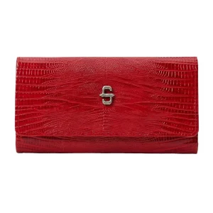 Gem Dandy Accessories Red Genuine Lizard Embossed Leather Wallet