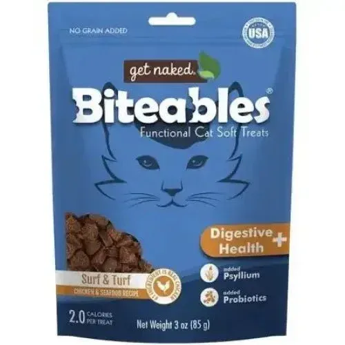 Get Naked Digestive Health Biteables Soft Cat Treats Surf and Turf Flavor 3 oz