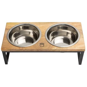 GF PET Mango Wood & Metal Double Feeder