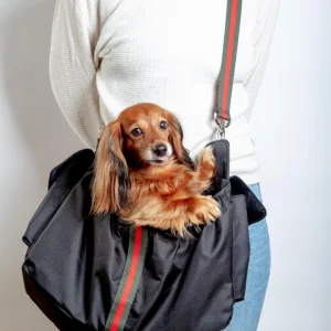 Gigi Sling Pet Carrier in Black w/ Stripes (Made in the USA)