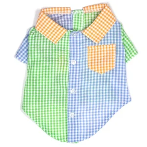 Gingham Colorblock Shirt (Drop-Ship)