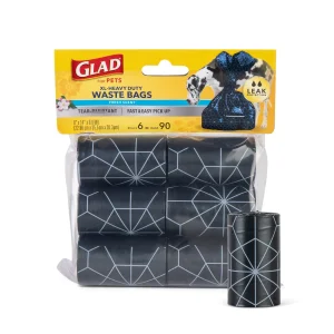 Glad for Pets Heavy-Duty Scented Waste Bags Refill Rolls, 6 Rolls 90 Bags