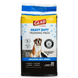 Glad® For Pets Large Heavy Duty Training Pads, Activated Carbon For Odor Control, 30 Ct