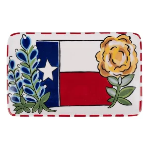 Glory Haus Texas Flag Yellow Rose Trinket Tray