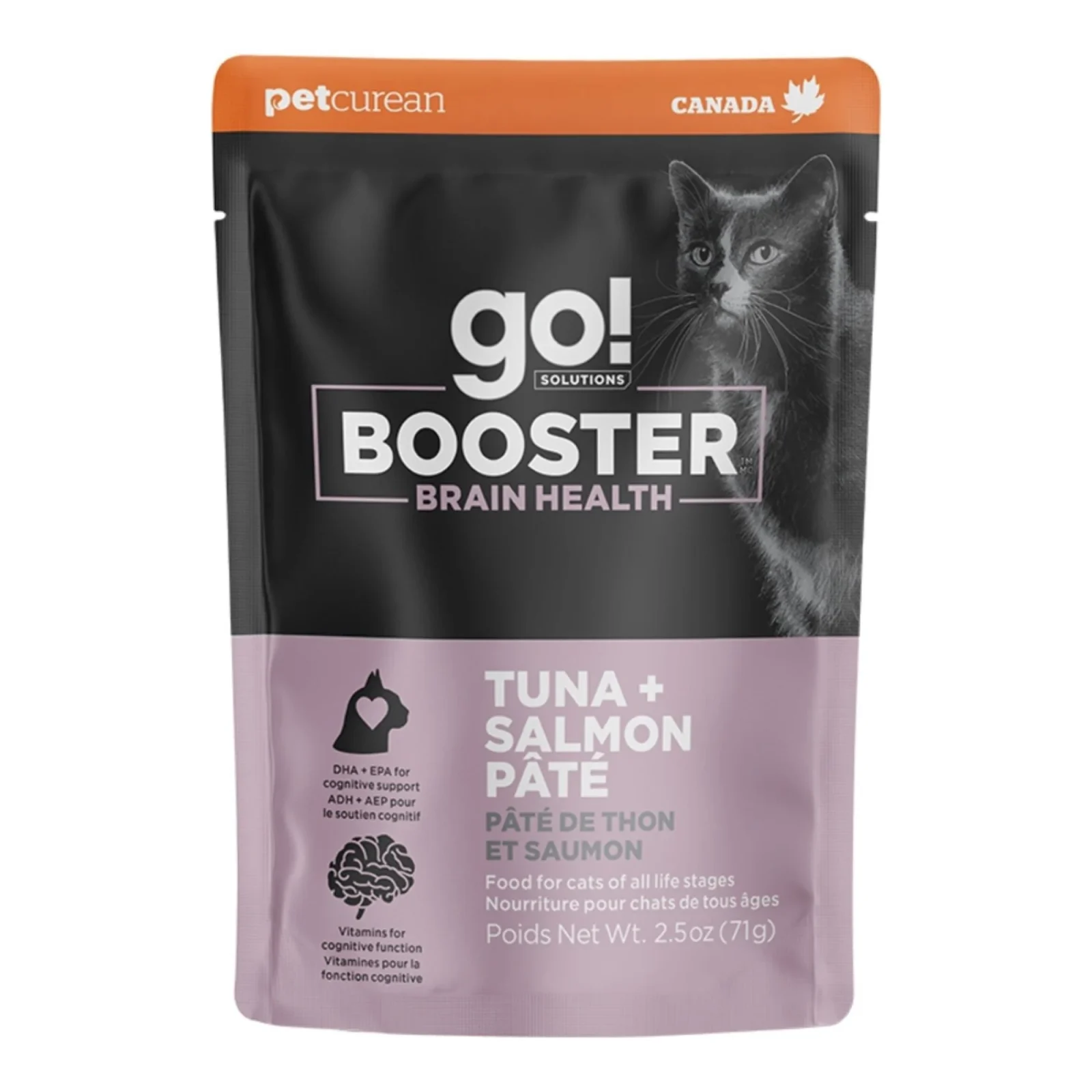Go! Cat Booster Brain Health Tuna + Salmon Pate, 2.5 oz each, Case of 24