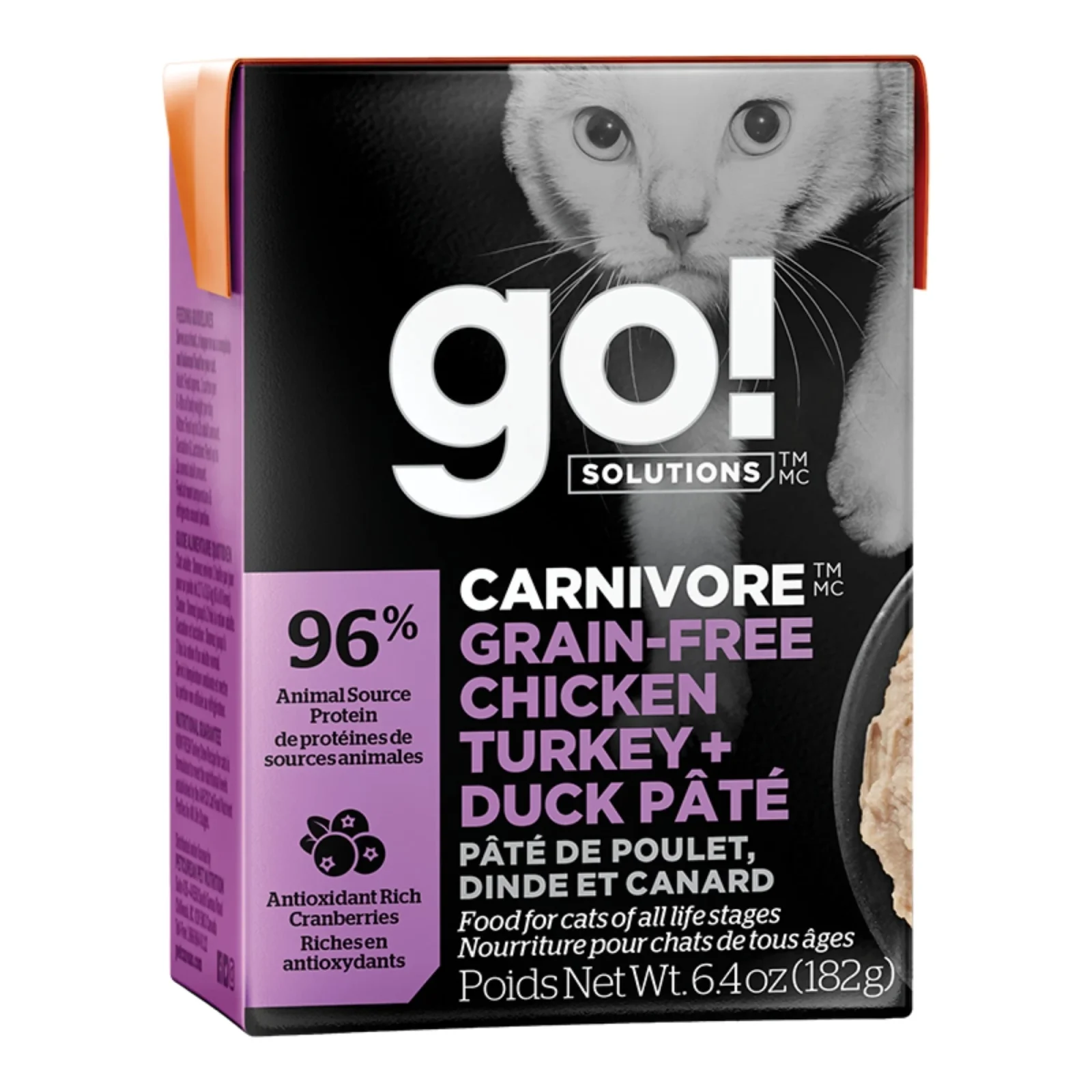 Go! Cat Carnivore Grain Free Pate Chicken, Turkey & Duck 6.4oz. (Case of 24)