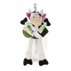 goDog Checkers Skinny Cow Durable Plush Dog Toy Small