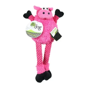 goDog Checkers Skinny Pig Durable Plush Dog Toy Small