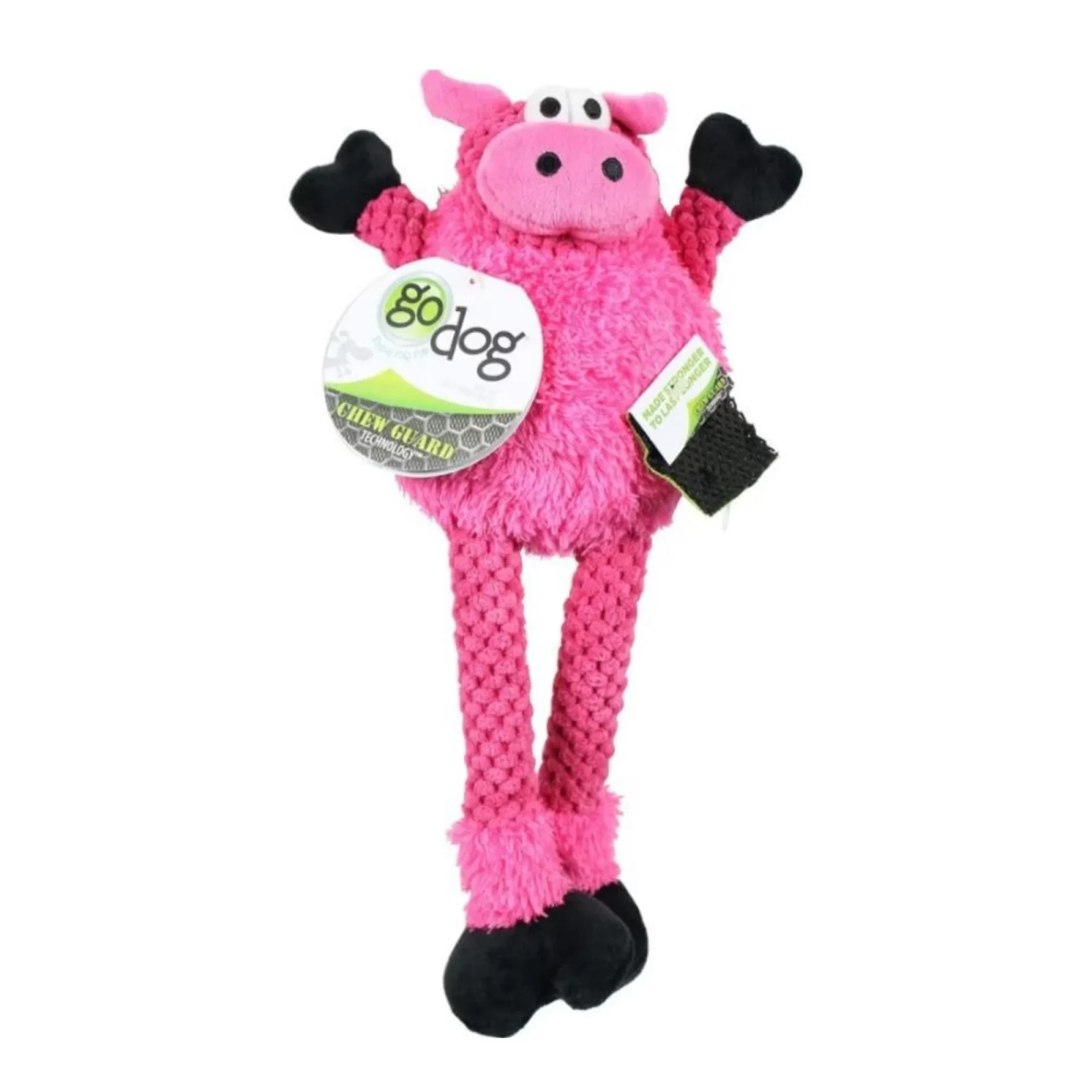 goDog Checkers Skinny Pig Durable Plush Dog Toy Small