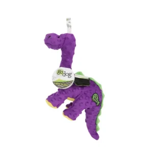 goDog Dinos Bruto with Chew Guard Technology Tough Plush Dog Toy Purple Large