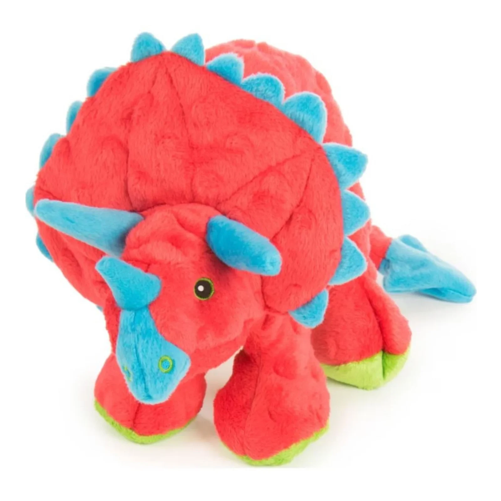 goDog Dinos Frills Durable Plush Squeaker Dog Toy Red Large