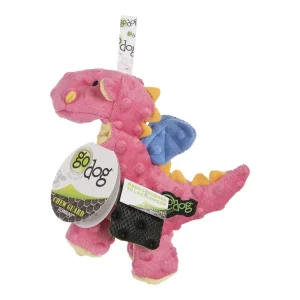goDog Dragons with Chew Guard Technology Tough Plush Dog Toy Coral Small