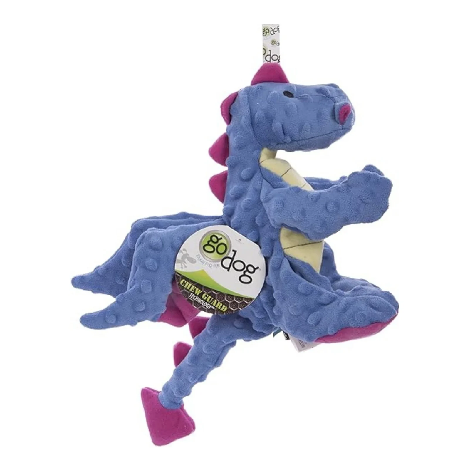 goDog Dragons with Chew Guard Technology Tough Plush Dog Toy Periwinkle Large
