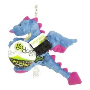 goDog Dragons with Chew Guard Technology Tough Plush Dog Toy Periwinkle Small
