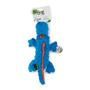 goDog Gators with Chew Guard Technology Tough Plush Dog Toy Blue Large