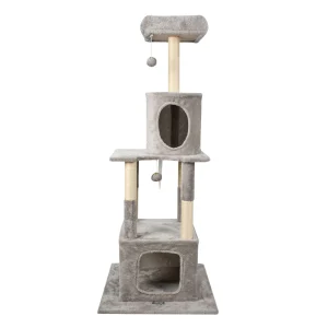 GOOPAWS Cat Tree Tower with Condo, Faux Fur Cat Furniture, 58 Inch