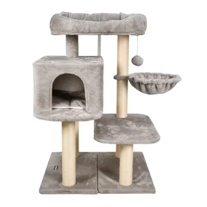 GOOPAWS Faux Fur Cat Tree Tower with Top Perch, 43 Inch