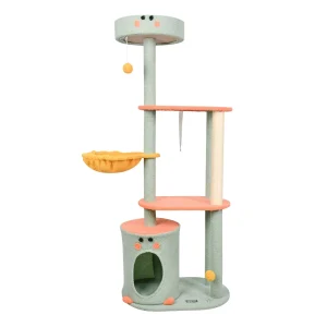 GOOPAWS Faux Fur Cat Tree Tower with Top Perch, 59 Inch