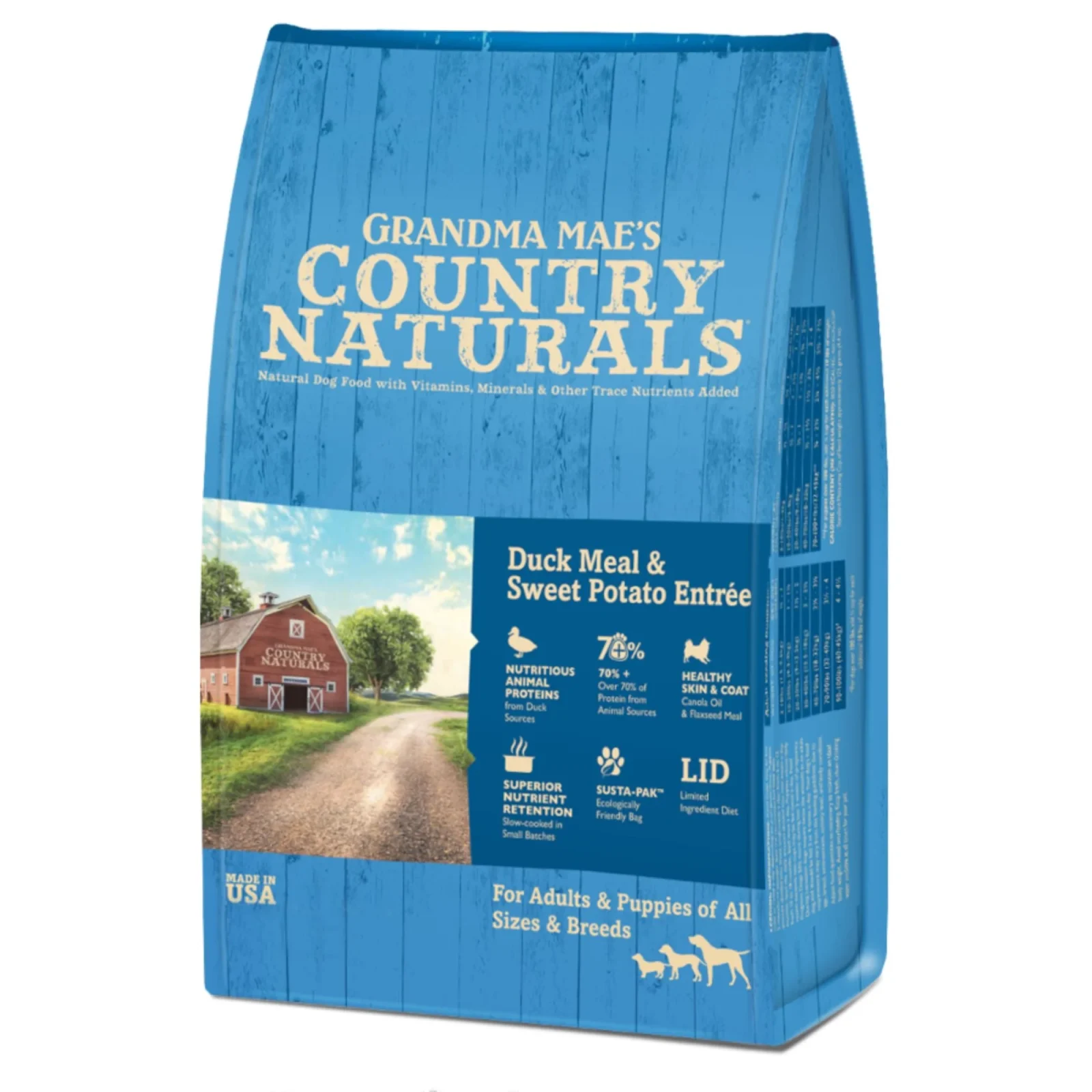 Grandma Mae' Country Naturals Duck Meal & Sweet Potato EntrΘe Dry Dog Food 24lb