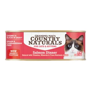 Grandma Mae's Country Naturals Cat Grain-Free Salmon Slices in Gravy, 5.5 oz each, Case of 24